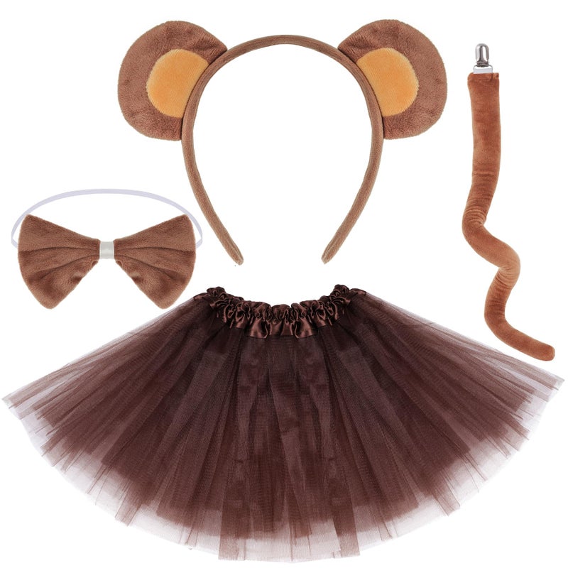 Dxhycc Monkey Costume Set Monkey Ears Headband Tail Bowtie Tutu-Halloween  Dress Up  Cosplay Accessory Kit - Image 4